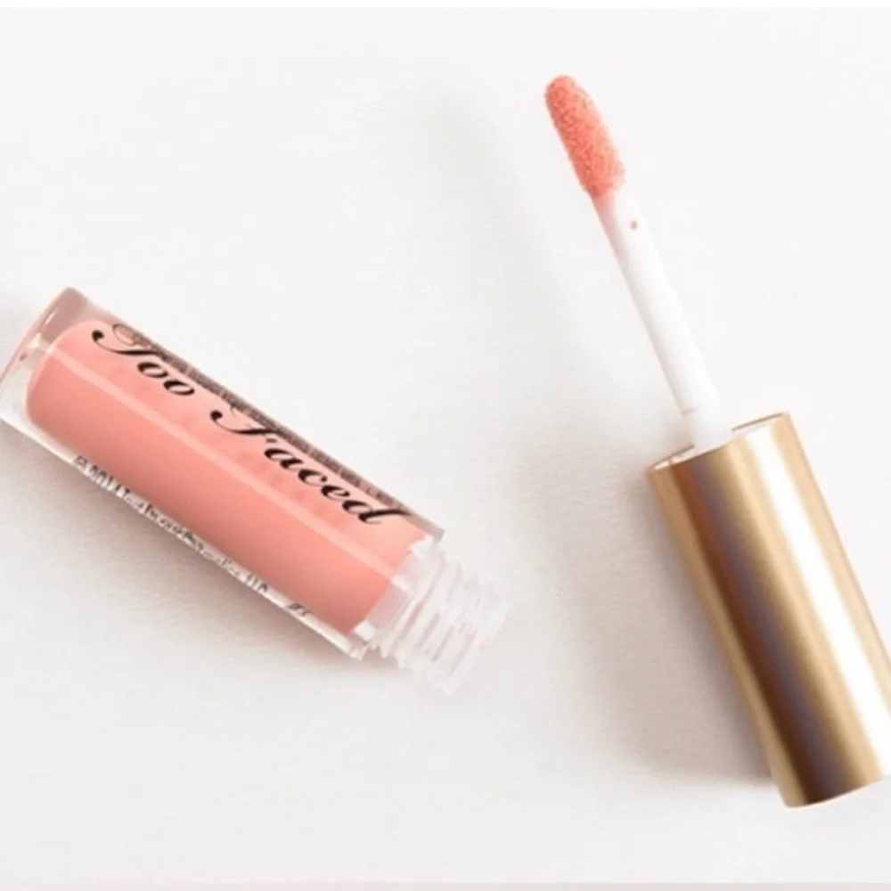 Too Faced Peach Naked Dolly Lip Gloss with Gold Cap Brand New